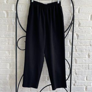 Womens Size 8 Koret Black Slacks Pull On Pants Straight Leg elastic waist pocket